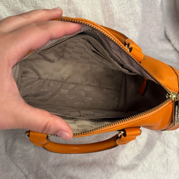 Michael Kors Orange Pebbled Leather Satchel with Adjustable Crossbody Strap EUC - Picture 16 of 16